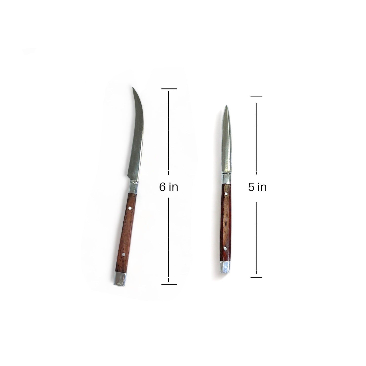 2 Pcs Thai Fruit & Vegetable Carving Knives – Handmade Aranyik Style Cutter Set with Wooden Handle & Stainless Steel Blades (2” & 2.5”)