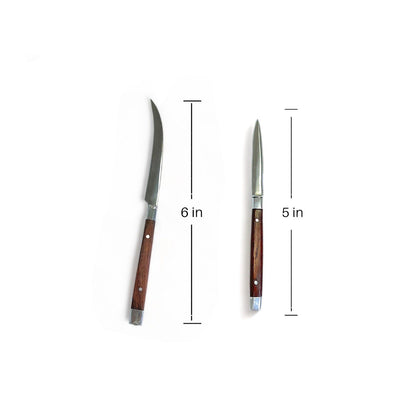 2 Pcs Thai Fruit & Vegetable Carving Knives – Handmade Aranyik Style Cutter Set with Wooden Handle & Stainless Steel Blades (2” & 2.5”)