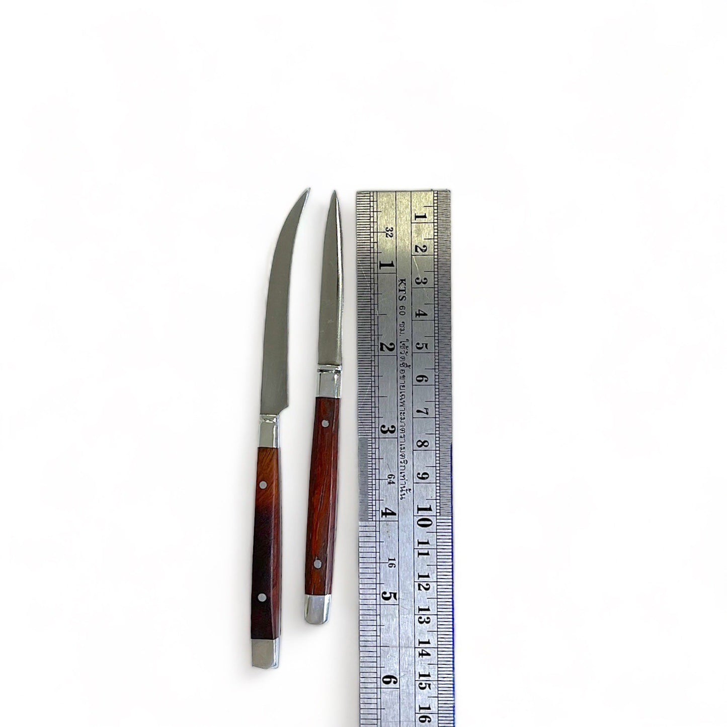 2 Pcs Thai Fruit & Vegetable Carving Knives – Handmade Aranyik Style Cutter Set with Wooden Handle & Stainless Steel Blades (2” & 2.5”)