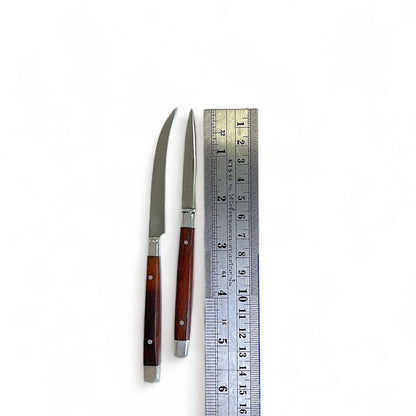 2 Pcs Thai Fruit & Vegetable Carving Knives – Handmade Aranyik Style Cutter Set with Wooden Handle & Stainless Steel Blades (2” & 2.5”)