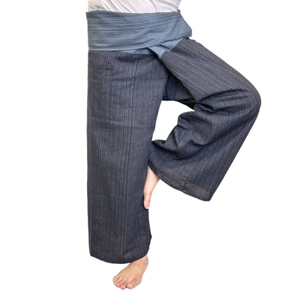 Thai Fisherman 2 tones color Cotton Pants: Unisex Yoga & Massage Trousers