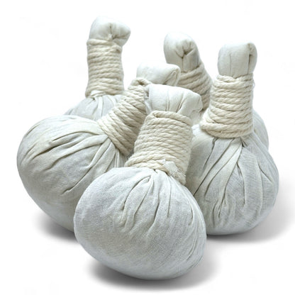 Thai Herbal Compress Massage Ball 100g 5 Pcs – Traditional Hot Herbal Spa Compress, Luk Pra Kob for Body Massage & Relaxation