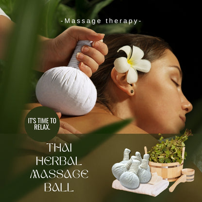 Thai Herbal Compress Massage Ball 100g 5 Pcs – Traditional Hot Herbal Spa Compress, Luk Pra Kob for Body Massage & Relaxation