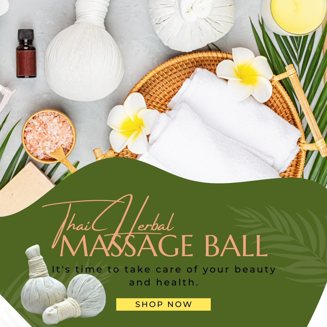 Thai Herbal Compress Massage Ball 100g 5 Pcs – Traditional Hot Herbal Spa Compress, Luk Pra Kob for Body Massage & Relaxation