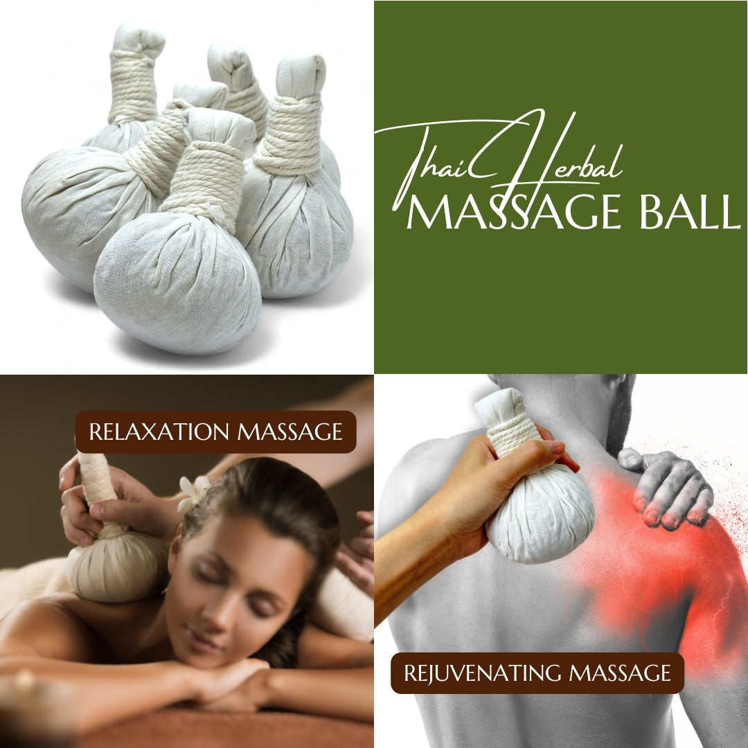 Thai Herbal Compress Massage Ball 100g 5 Pcs – Traditional Hot Herbal Spa Compress, Luk Pra Kob for Body Massage & Relaxation
