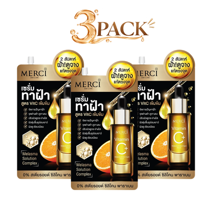 Merci Vitamin C+ Melasma & Dark Spot Serum – Brightening Facial Serum with Vitamin C, Niacinamide & PHA – 4g × 3 Packs