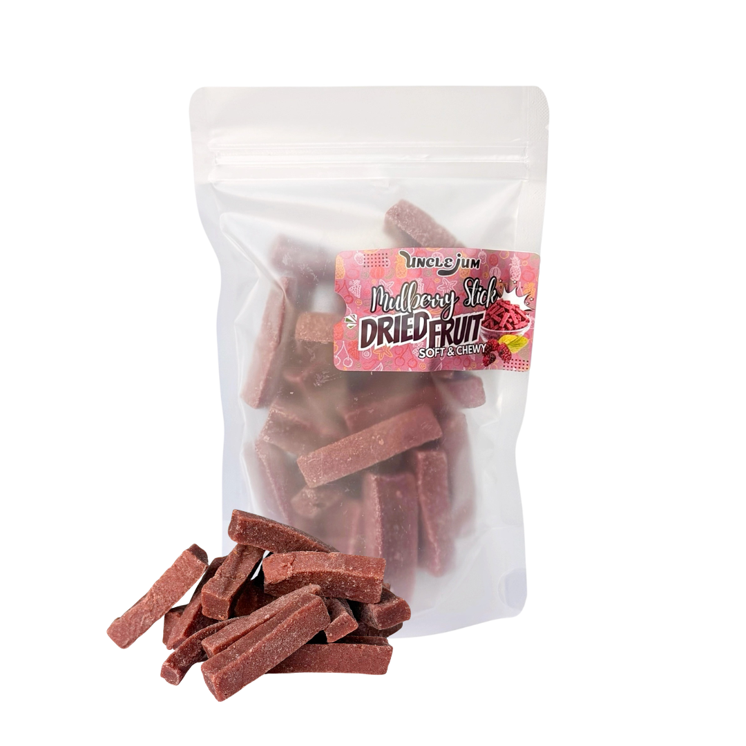 UNCLEJUM Mulberry Chewy Sticks – Soft & Chewy Dried Mulberry Snack with Honey – Sweet & Slightly Tangy – 250g