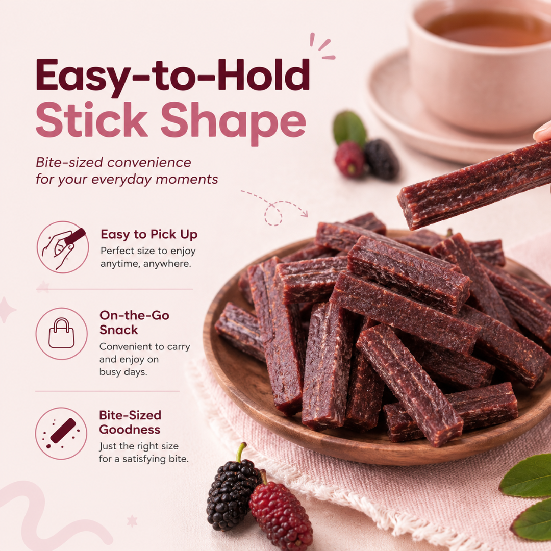 UNCLEJUM Mulberry Chewy Sticks – Soft & Chewy Dried Mulberry Snack with Honey – Sweet & Slightly Tangy – 250g