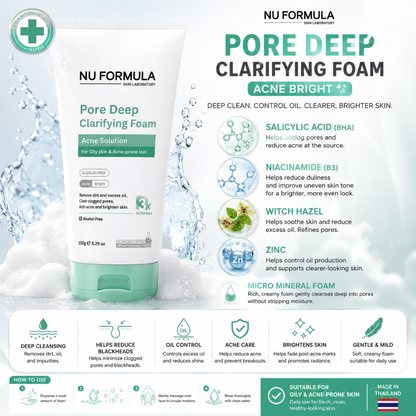 NU FORMULA Pore Deep Clarifying Foam Acne Bright 150g