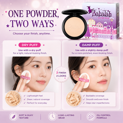BABALAH UV 2 Way Powder SPF20++ No.01 Light – 2-Way Powder Foundation, Oil Control & Long-Lasting Coverage