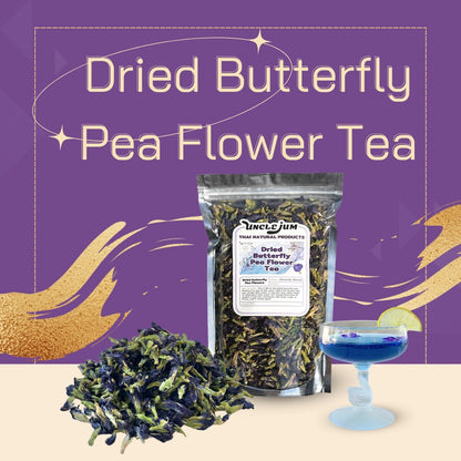 UNCLEJUM Dried Butterfly Pea Flower Tea 100g | Natural Blue Herbal Tea | Caffeine-Free Flower Drink for Cooking, Coloring & Gifts