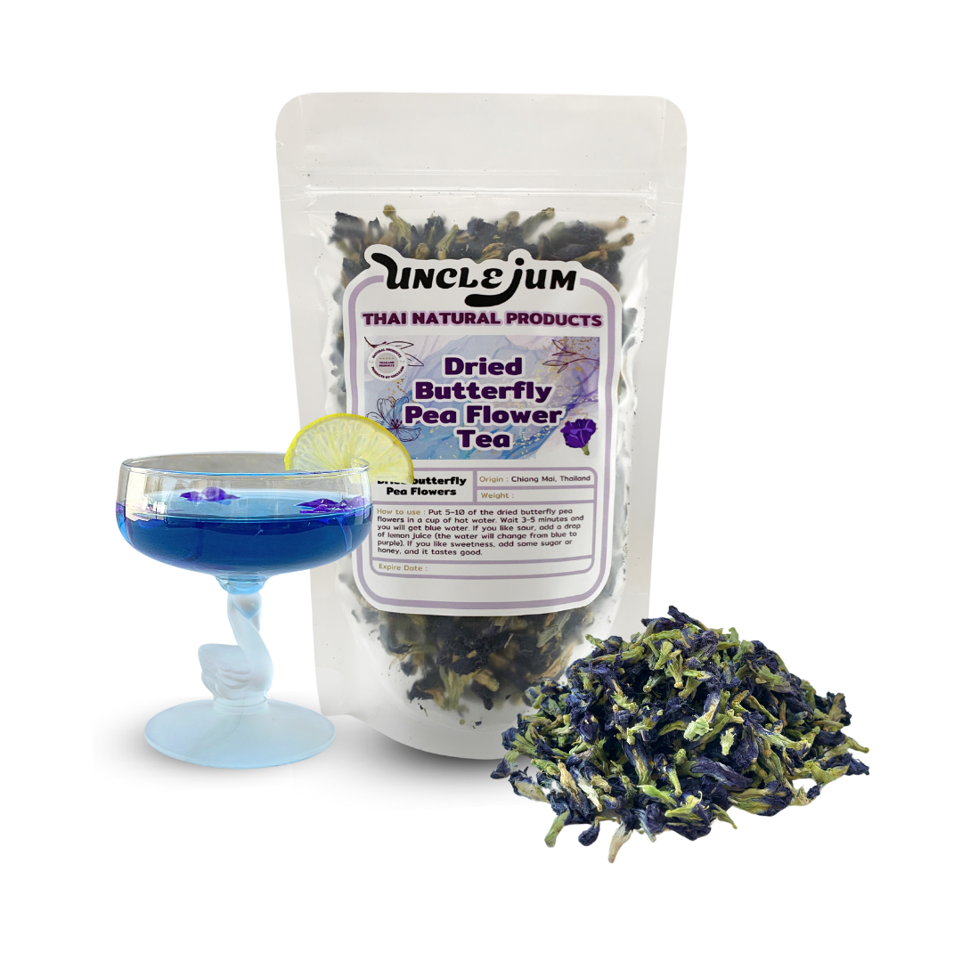 UNCLEJUM Dried Butterfly Pea Flower Tea 100g | Natural Blue Herbal Tea | Caffeine-Free Flower Drink for Cooking, Coloring & Gifts