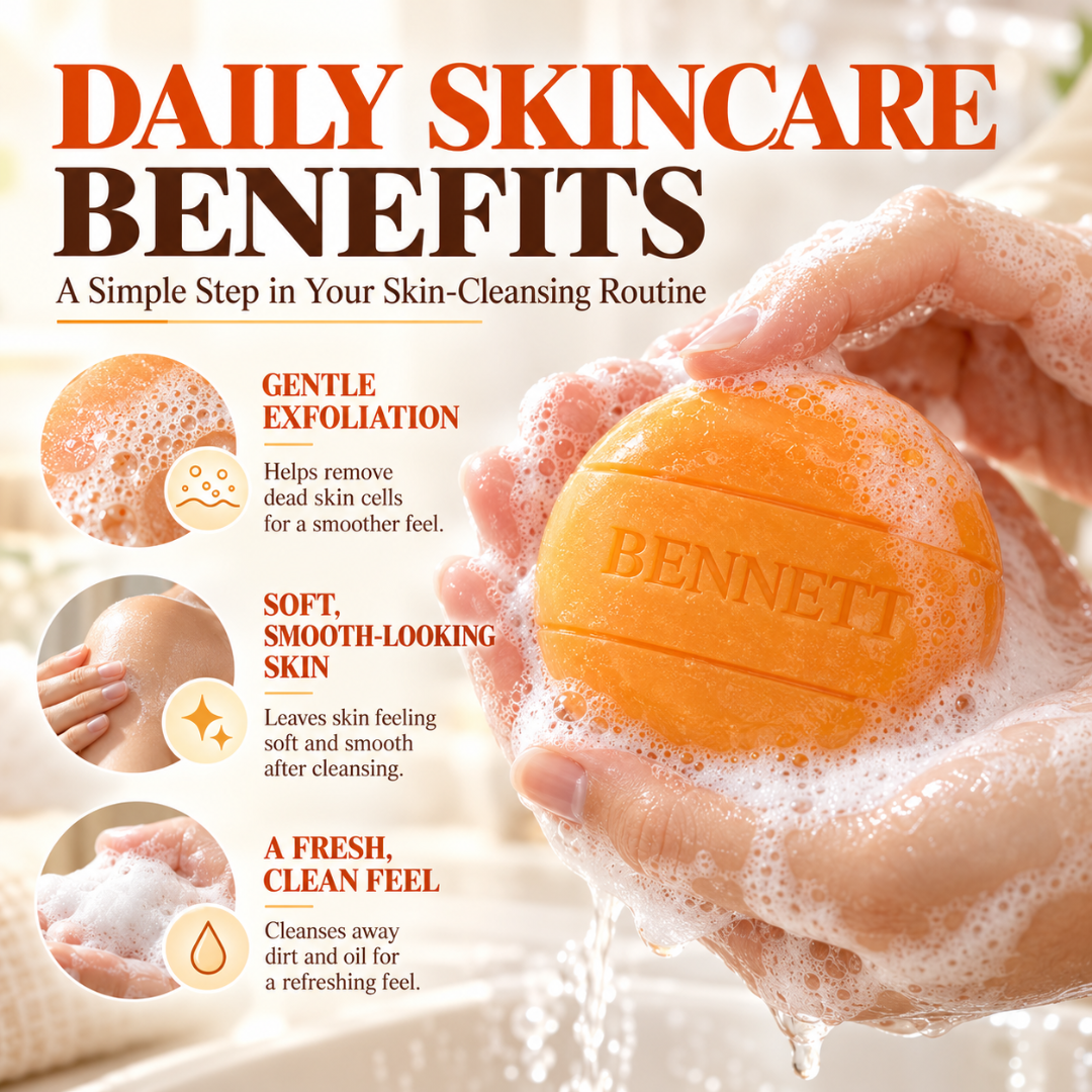 Bennett Papaya Herbal Soap – Papaya Extract Cleansing Bar for Smooth, Fresh-Looking Skin – 160g
