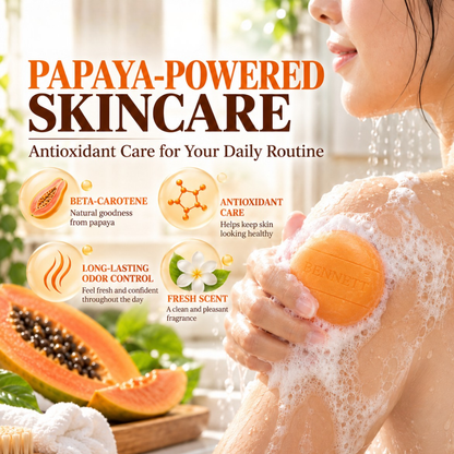 Bennett Papaya Herbal Soap – Papaya Extract Cleansing Bar for Smooth, Fresh-Looking Skin – 160g