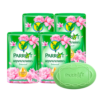 Parrot Botanicals Unique Botanical Bar Soap – Floral & Thai Botanical Fragrance – 70g × 4 Bars
