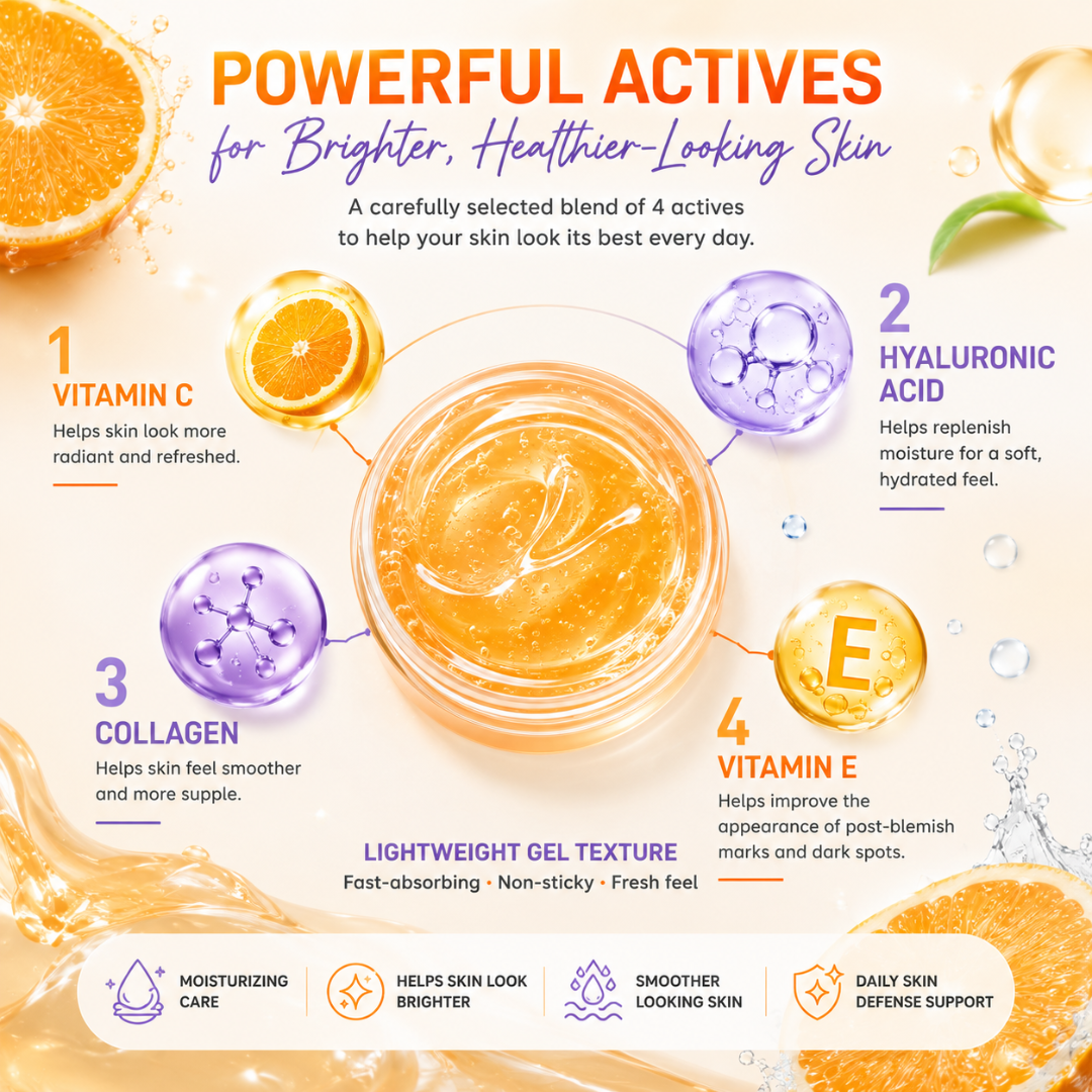 Smooto Power C Hya Bright Up Soothing Gel – Vitamin C & Hyaluronic Acid Face & Body Gel – 30g × 3 Packs
