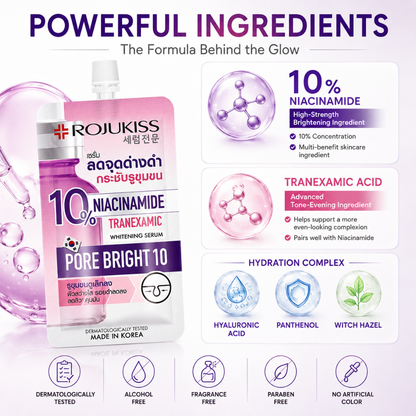 (Pack of 3) ROJUKISS Pore Bright 10 Whitening Serum 8ml.