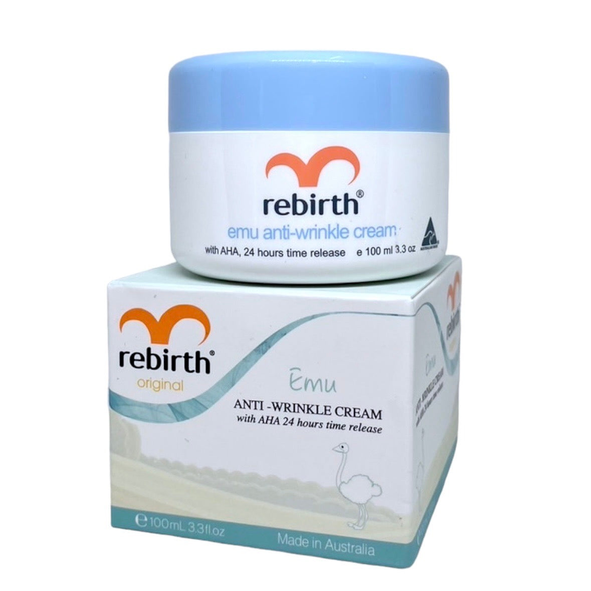Rebirth Emu Anti-Wrinkle Cream with AHA 24 Hours Time Release 100ml – Overnight Facial Moisturizer with Emu Oil & Fruit Acid | Gentle Exfoliating Night Cream for Smoother-Looking Skin
