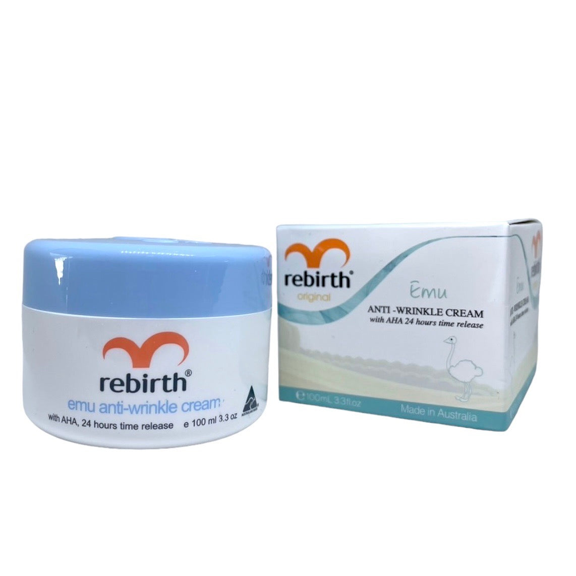 Rebirth Emu Anti-Wrinkle Cream with AHA 24 Hours Time Release 100ml – Overnight Facial Moisturizer with Emu Oil & Fruit Acid | Gentle Exfoliating Night Cream for Smoother-Looking Skin
