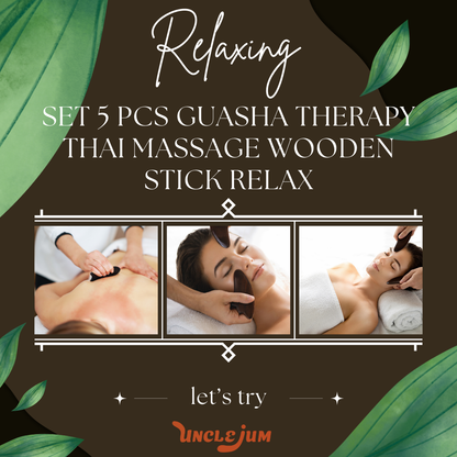 5-Piece Wooden Gua Sha Massage Tool Set – Thai Massage Tools for Body, Face, Neck, Back & Self Massage