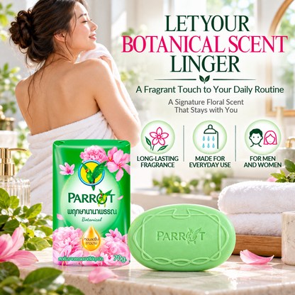 Parrot Botanicals Unique Botanical Bar Soap – Floral & Thai Botanical Fragrance – 70g × 4 Bars
