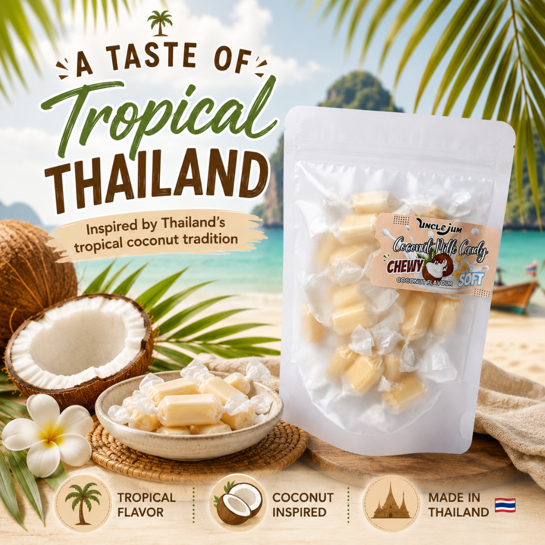 UNCLEJUM Coconut Milk Candy 110g | Soft & Chewy Tropical Candy