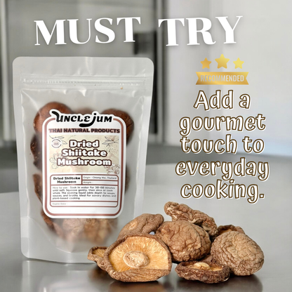 UNCLEJUM Dried Shiitake Mushrooms – Whole Dried Mushrooms with Deep Umami Flavor for Soups, Stir-Fries & Broths – 250g