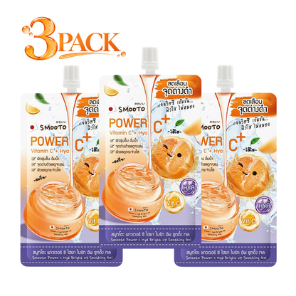 Smooto Power C Hya Bright Up Soothing Gel – Vitamin C & Hyaluronic Acid Face & Body Gel – 30g × 3 Packs