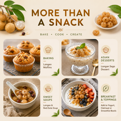 Thai dried longan fruit for snacking and beverages