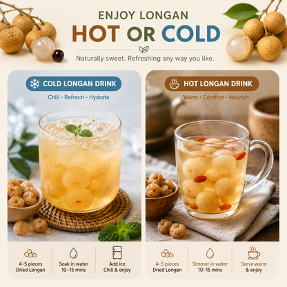 Dried longan for hot and iced longan drinks