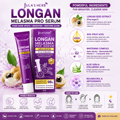 JULA'S HERB Longan Melasma Pro Serum 8g Advanced Dark Spot & Melasma Serum with Longan Seed Extract, Alpha Arbutin, Niacinamide & Tranexamic Acid