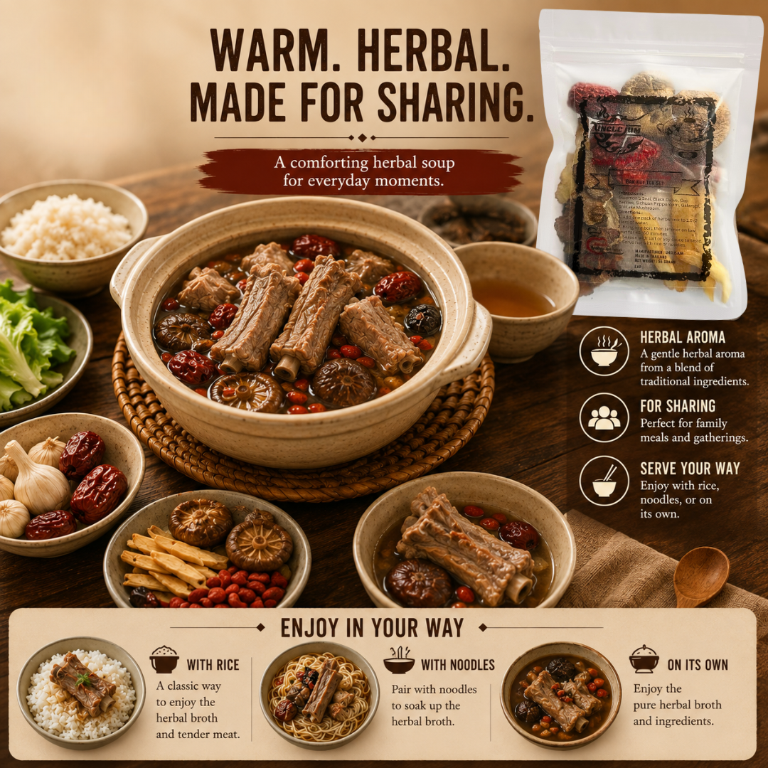 UNCLEJUM Bak Kut Teh Herbal Soup Mix – Herbs & Spices for Aromatic Herbal Broth – 55g × 3 Packs