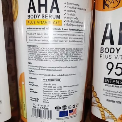 AHA Body Solution 95% 500ml – Intensive AHA Body Serum | Exfoliating Body Treatment with Glycolic, Lactic & Citric Acids | Brightening & Hydrating Body Care