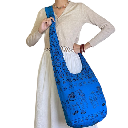 Handmade Cotton Elephant Sling Bag – Thai Elephant Crossbody Shoulder Bag for Travel & Everyday Use