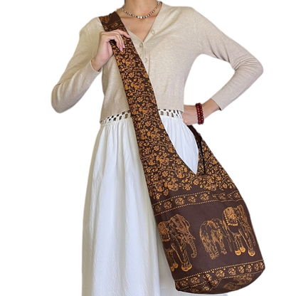 Handmade Cotton Elephant Sling Bag – Thai Elephant Crossbody Shoulder Bag for Travel & Everyday Use