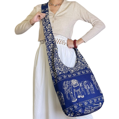 Handmade Cotton Elephant Sling Bag – Thai Elephant Crossbody Shoulder Bag for Travel & Everyday Use