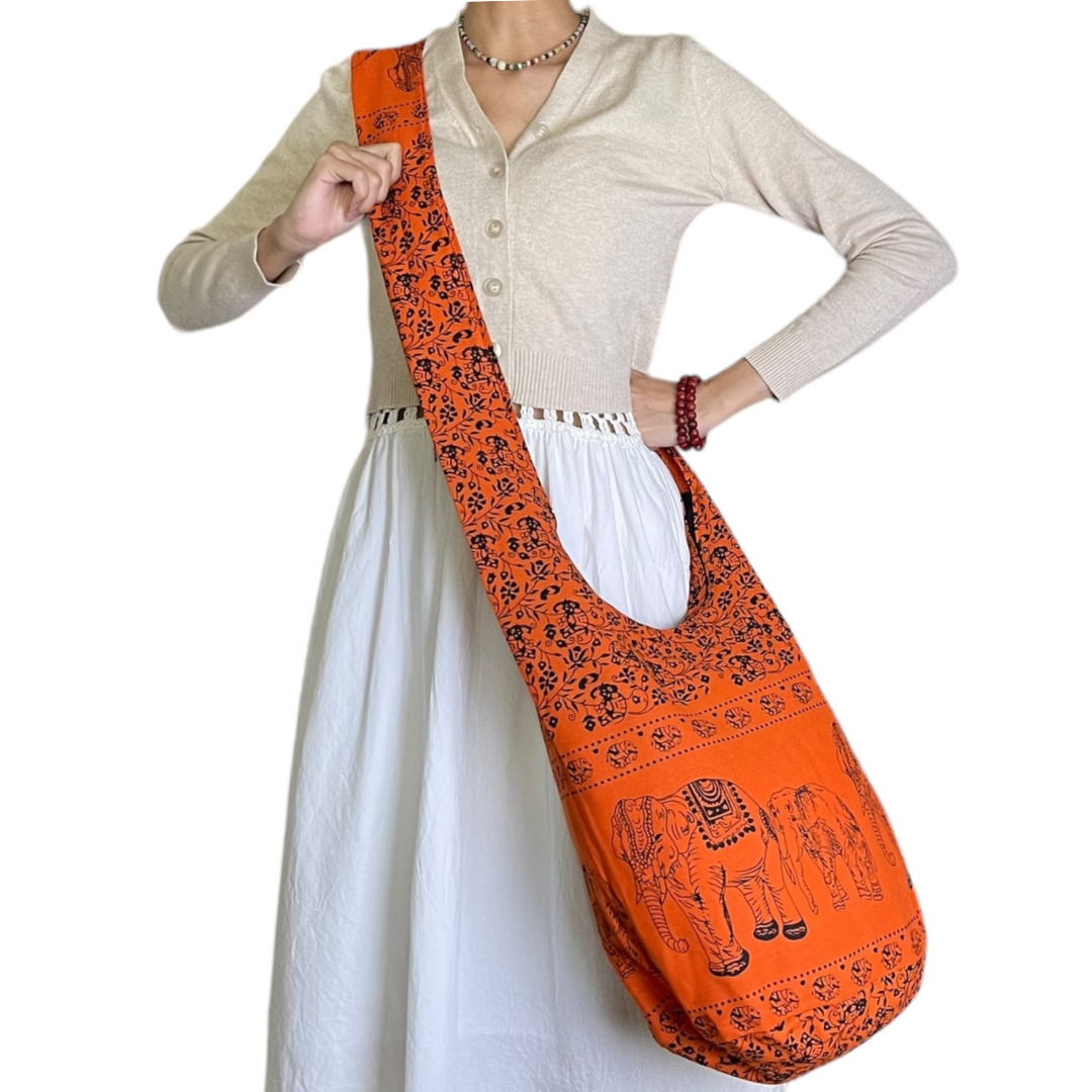 Handmade Cotton Elephant Sling Bag – Thai Elephant Crossbody Shoulder Bag for Travel & Everyday Use