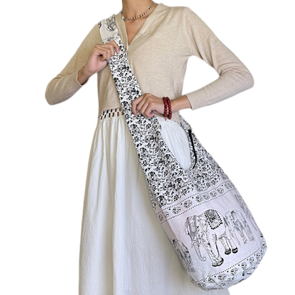 Handmade Cotton Elephant Sling Bag – Thai Elephant Crossbody Shoulder Bag for Travel & Everyday Use