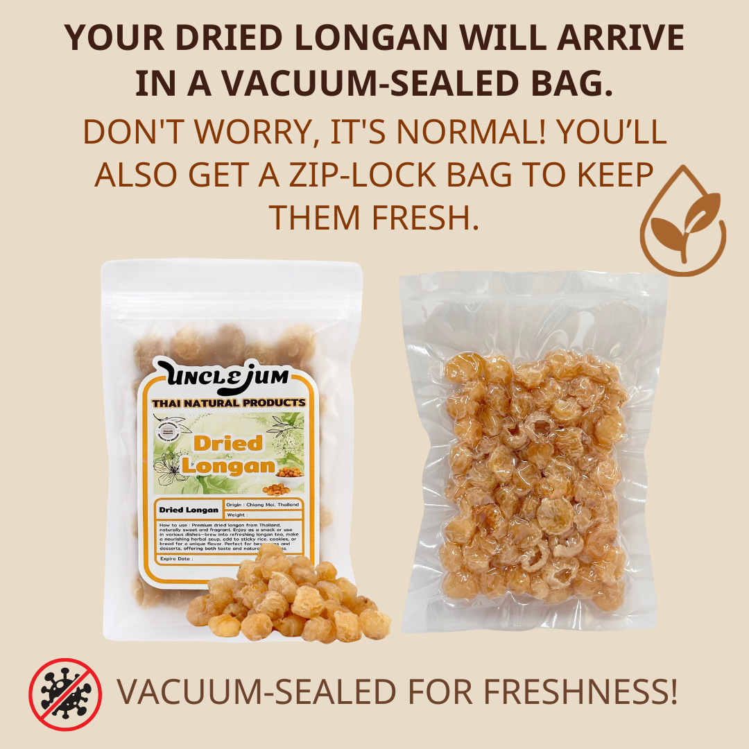UNCLEJUM Dried Longan 100g – Naturally Sweet Thai Dried Fruit