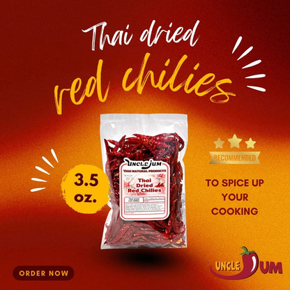 Thai Dried Jinda Chili Peppers – Whole Stemless Red Chili | Extra Hot Thai Chili for Curry, Stir Fry, Chili Oil & Thai Cooking | Product of Thailand
