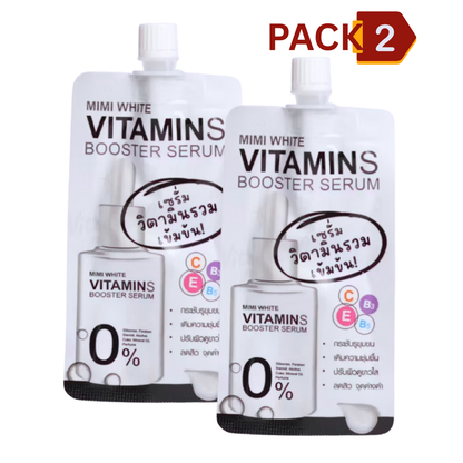 MIMI WHITE Multi Vitamins Booster Serum 30ml – Vitamin C, B3, B5 & E Facial Serum | Niacinamide, Ceramide & Rosehip Oil | Brightening & Hydrating Face Serum
