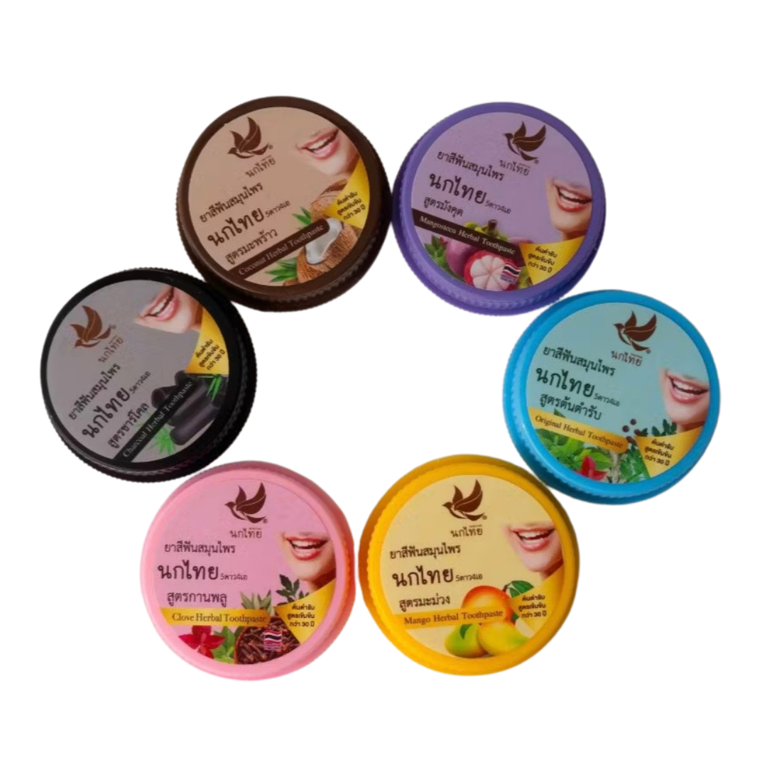 NOKTHAI Herbal Toothpaste 25g – Traditional Thai Herbal Toothpaste | Deep Cleaning, Fresh Breath & Gum Care | Multiple Herbal Formulas