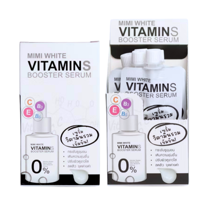 MIMI WHITE Multi Vitamins Booster Serum 30ml – Vitamin C, B3, B5 & E Facial Serum | Niacinamide, Ceramide & Rosehip Oil | Brightening & Hydrating Face Serum