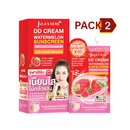 JULA'S HERB Watermelon DD Cream Sunscreen SPF50 PA+++ 40g Lightweight DD Cream Sunscreen | Instant Brightening | Waterproof | Oil Control | Natural Coverage