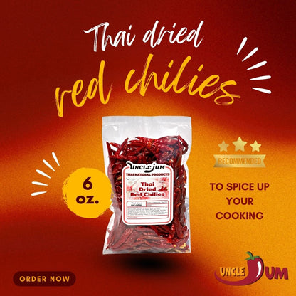 Thai Dried Jinda Chili Peppers – Whole Stemless Red Chili | Extra Hot Thai Chili for Curry, Stir Fry, Chili Oil & Thai Cooking | Product of Thailand